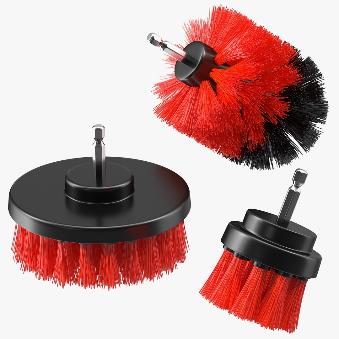 Three Piece Drill Brush Set 3D model preview