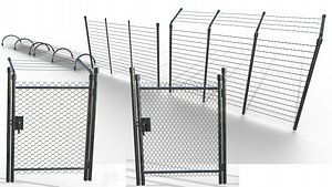 Netting Mesh Fence Kit Low-poly 3D model