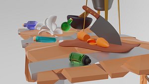 Low Poly Alchemy Table And Character 3D