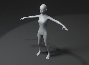 Girl Kid Body Base Mesh 10k Polygons