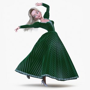 Cartoon Princess Blonde Dancing Green
