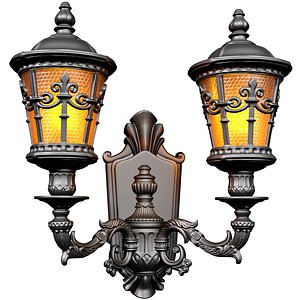 Outdoor forged classic wall lamp lantern sconce streetlight 3D model model