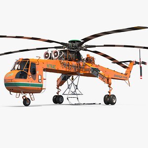 Sikorsky S-64 Skycrane Helicopter Cargo Orange
