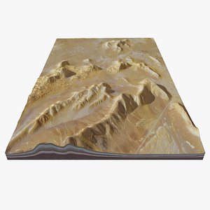 photorealistic terrain desert mountain range model