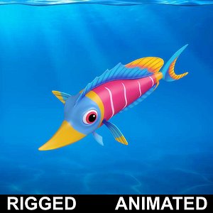 3D cartoon rigged fish animation