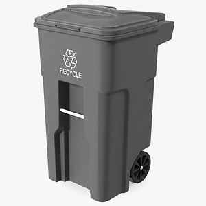 Waste Bin with Lid and Wheels Grey 3D