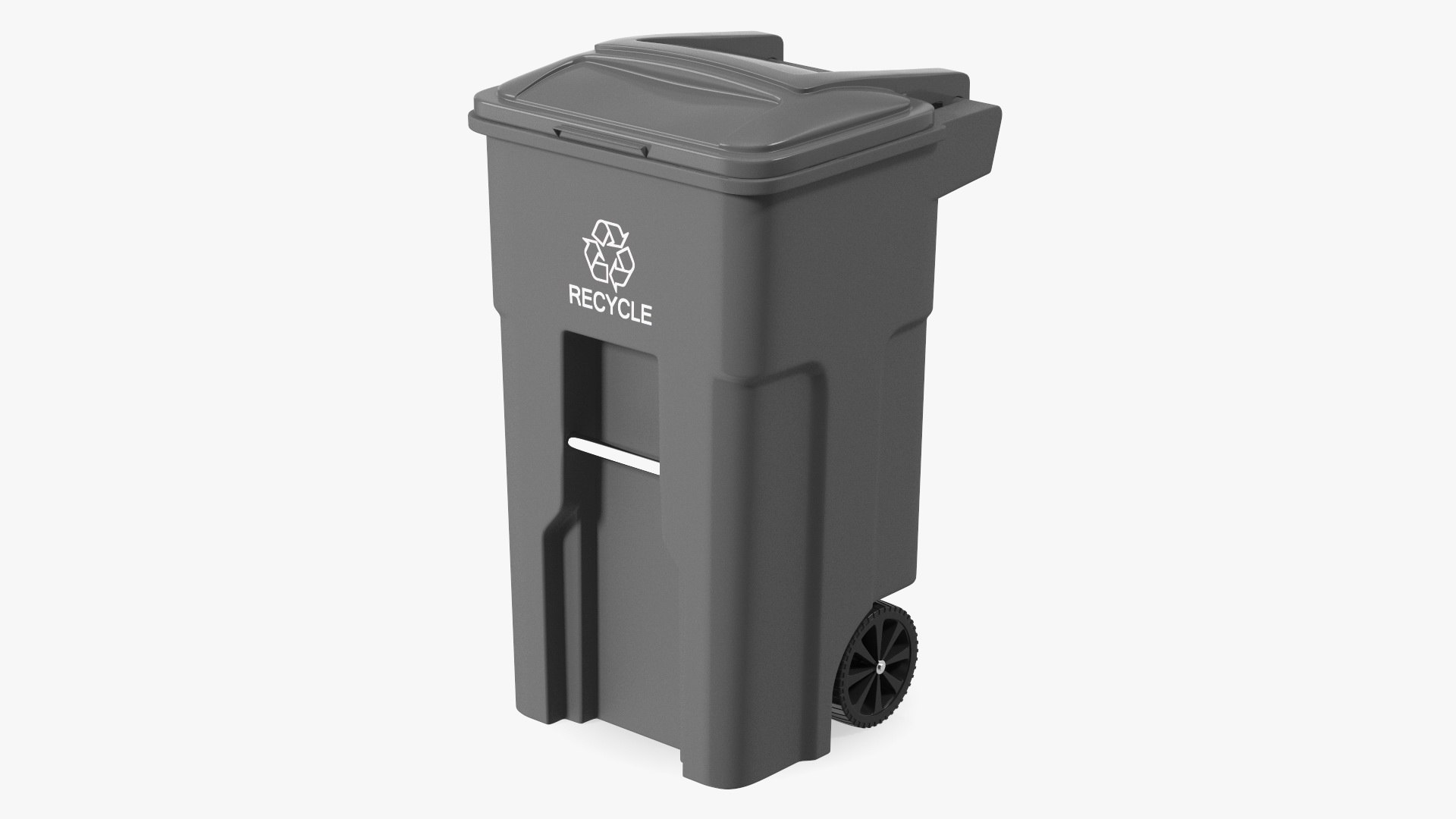 Waste Bin with Lid and Wheels Grey 3D model preview