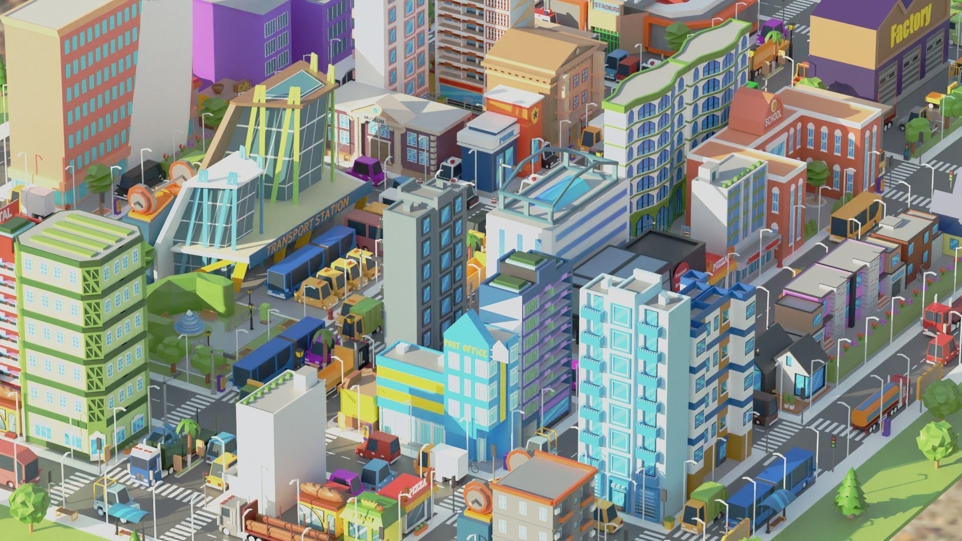 Simple Poly City 2 Low-poly 3D Model - TurboSquid 2265529