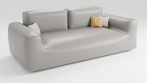 3D Soft leather sofa for relaxing in light colors model