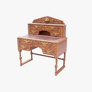 Carved Victorian Writing Desk For Ladies