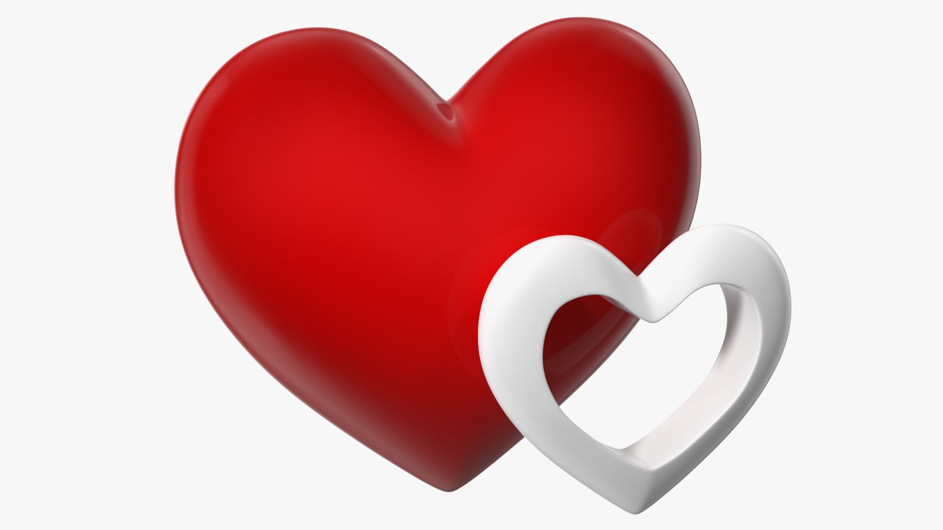 Red and White Hearts 3D model preview