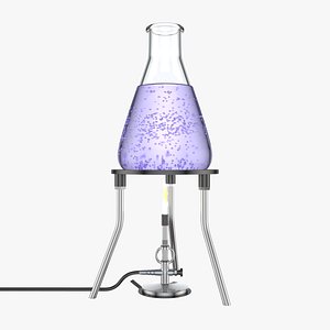 bunsen burner boiling erlenmeyer 3d max