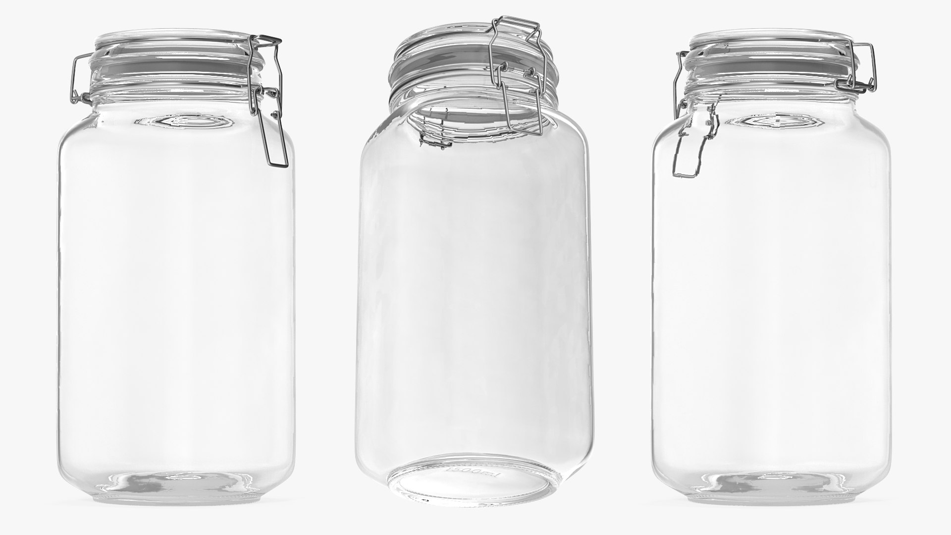 Clip Top Glass Storage Preserving Jar 3D model preview