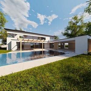 Modern villa 2021 Blender Eevee and Cycles 1 without furniture 3D model