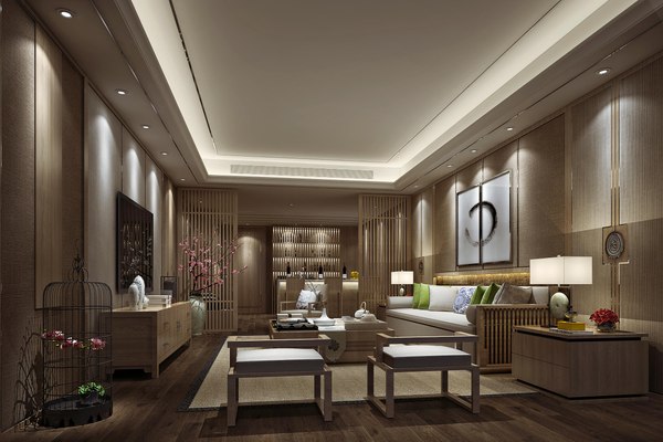 New Chinese style living room 3D