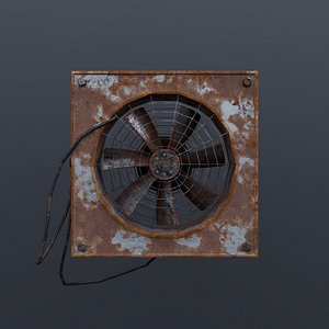 Post-Apocalyptic Rusty Ventilation Fan Low Poly Game Ready Low-poly 3D model