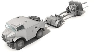 Morris QUAD with ordnance QF17 punder gun 3D model