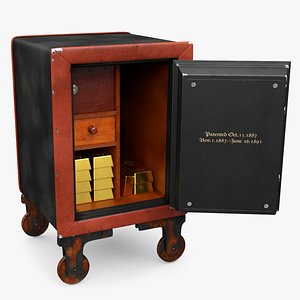 3D Antique Safe with Gold Bars