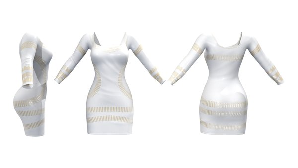 3D model Gold Print Shift Dress