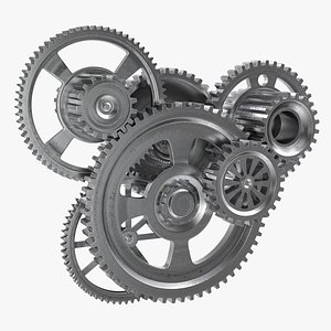 3D model metal gear mechanism rigged