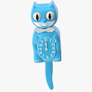 Vintage Wall Clock Blue Cat Rigged for Maya