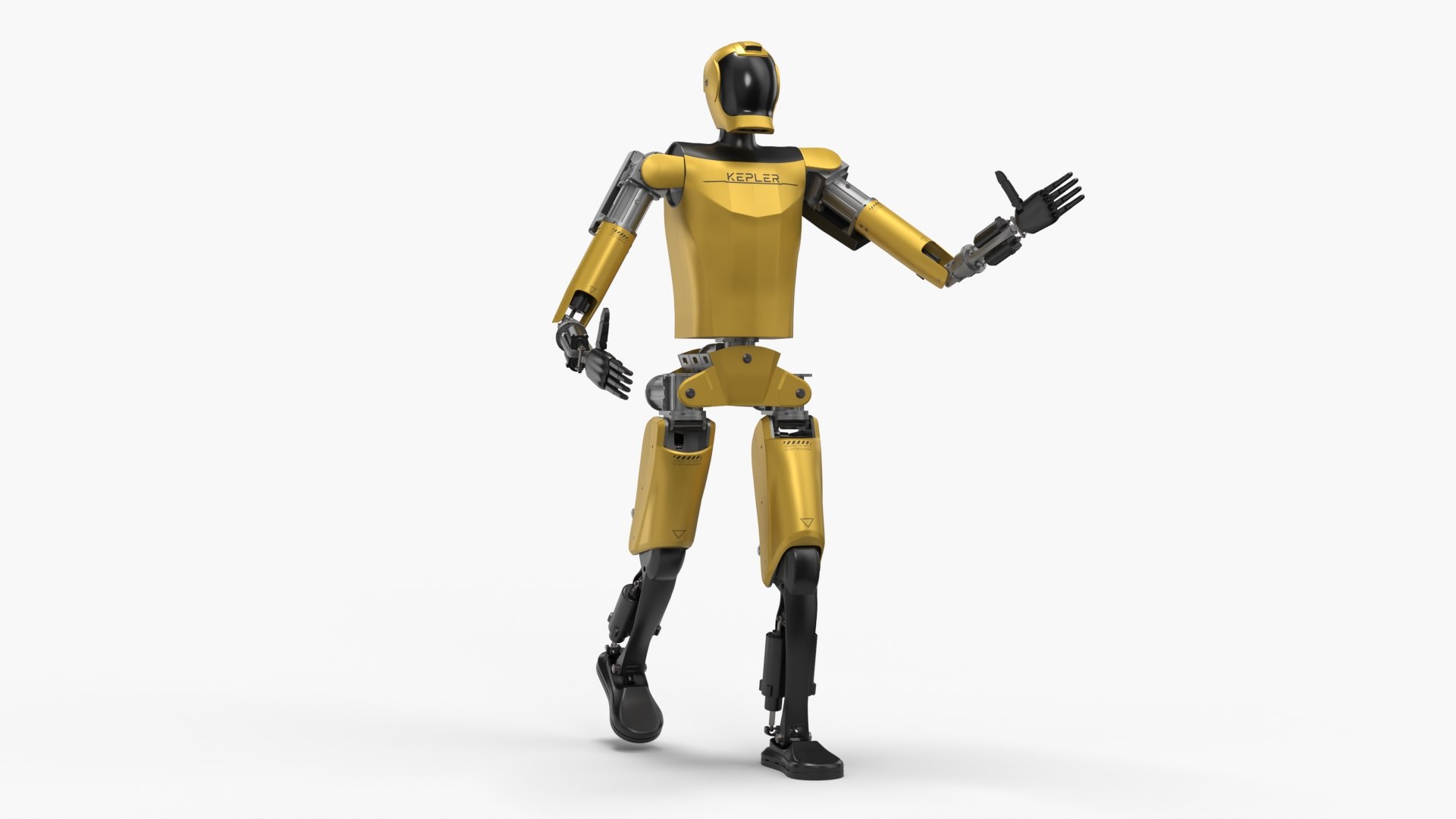 Humanoid Robot Kepler Yellow Rigged 3D model preview