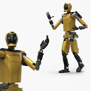 Humanoid Robot Kepler Yellow Rigged 3D model