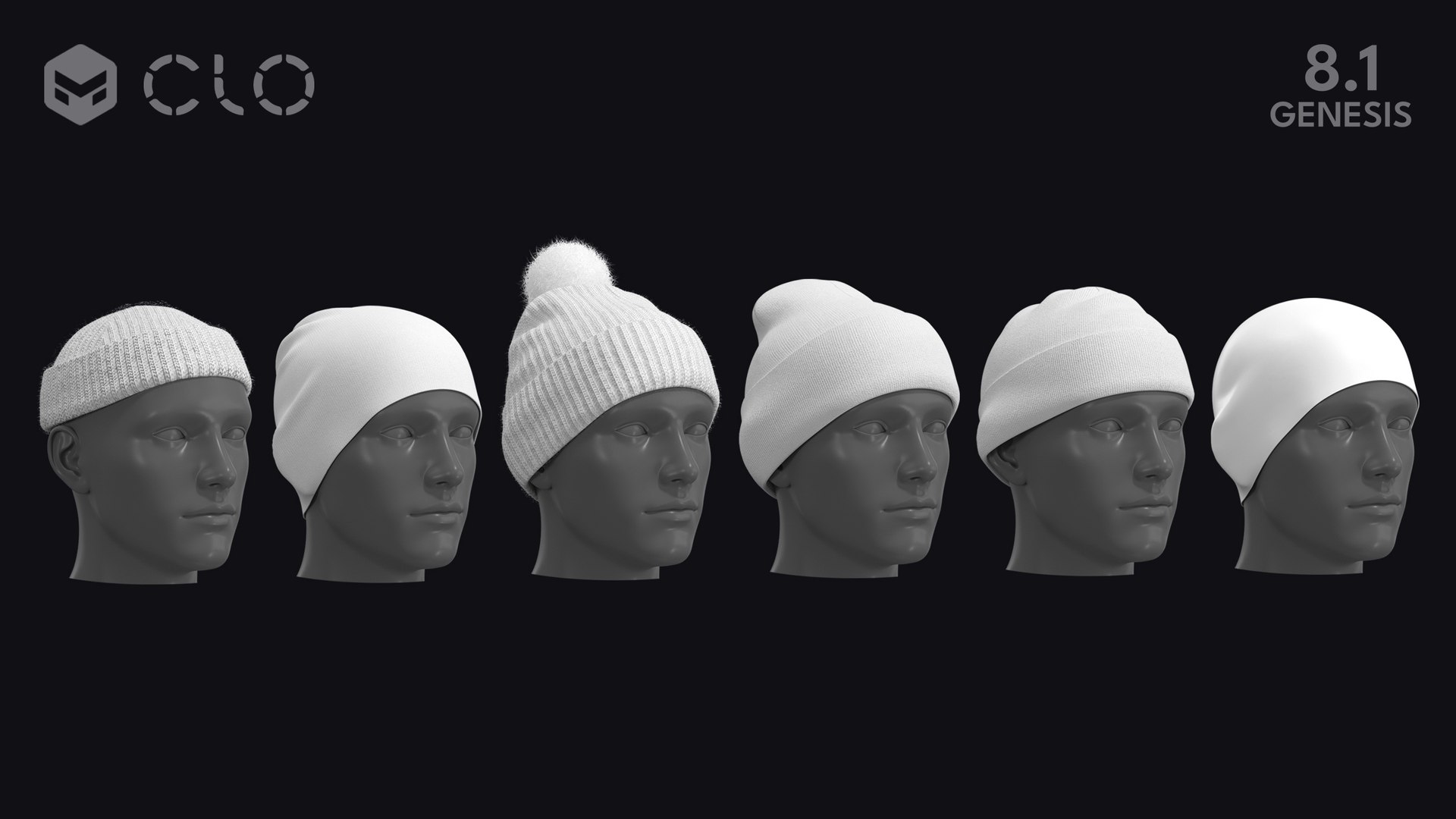 3D Model BASIC BEANIES PACK Male Genesis Zpac Obj Fbx Highpoly