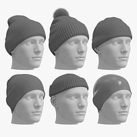 BASIC BEANIES PACK male genesis 8 zpac obj fbx highpoly