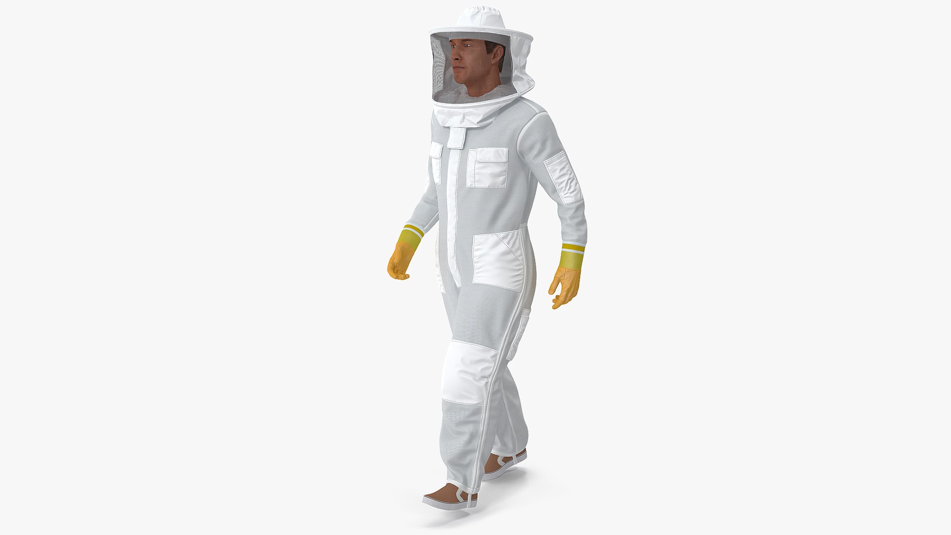 Beekeeper with Beehive Box with Bees Collection 3D model preview