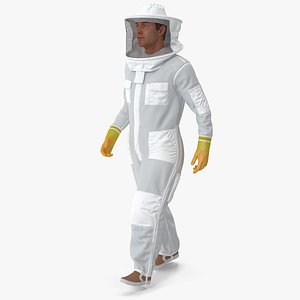 Male Beekeeper in Full Suit Walking Pose