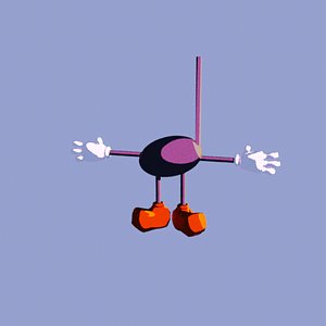 3D RubberHoseQuarterNoteCharacter