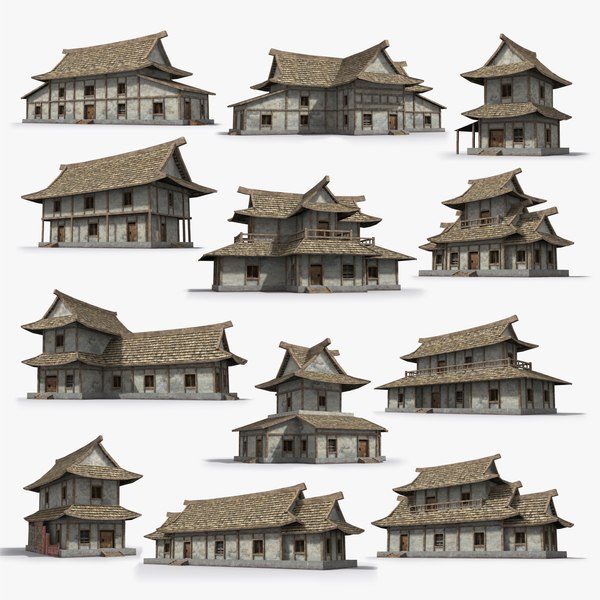 3D 12 Ancient house Collection Low-poly