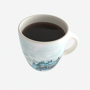 London Skyline Ceramic Coffee Mug Photorealistic 3D Model High Detail PBR Product Ready