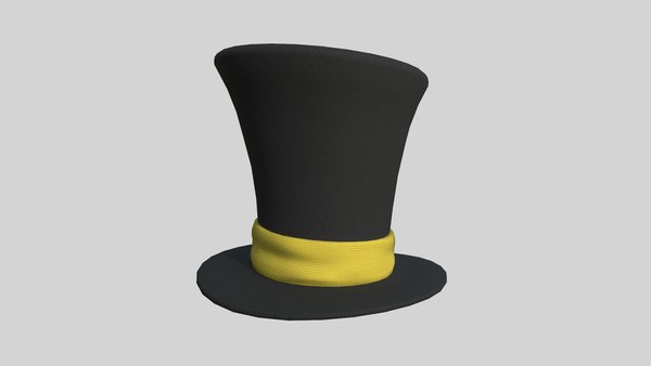 Top Hat 02 Black Yellow - Character Fashion Design 3D model