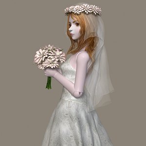 3d bjd bride costume model