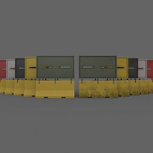PBR Concrete Roadblock Barrier V7 3D model