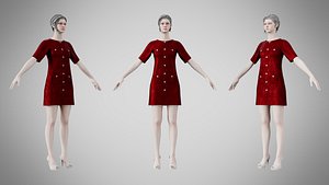 Dress 46 Burgundy Velvet With Design 3D