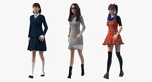 Rigged Chinese Woman Collection for Maya 3D model