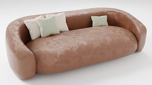 3D Soft sofa made of high quality velvet in brown tones