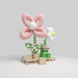 Balloon Flower Display Wooden Box Flower Theme Display Valentines Day Display Mothers