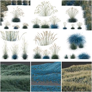 3D model 6 Different SETS of Grass SET VOL05