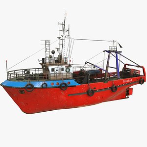 3D model fishing trawler boat pbr