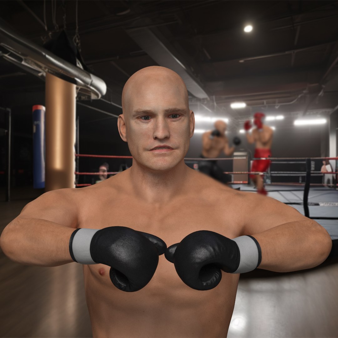 Male Boxer Figure Rigged for Maya 3D model preview