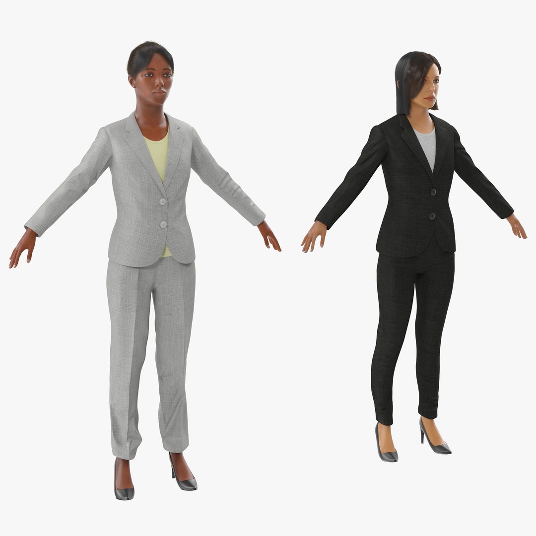 Rigged Business Womans Collection 3D model preview