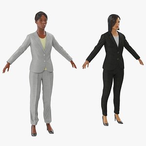rigged business womans 3d model