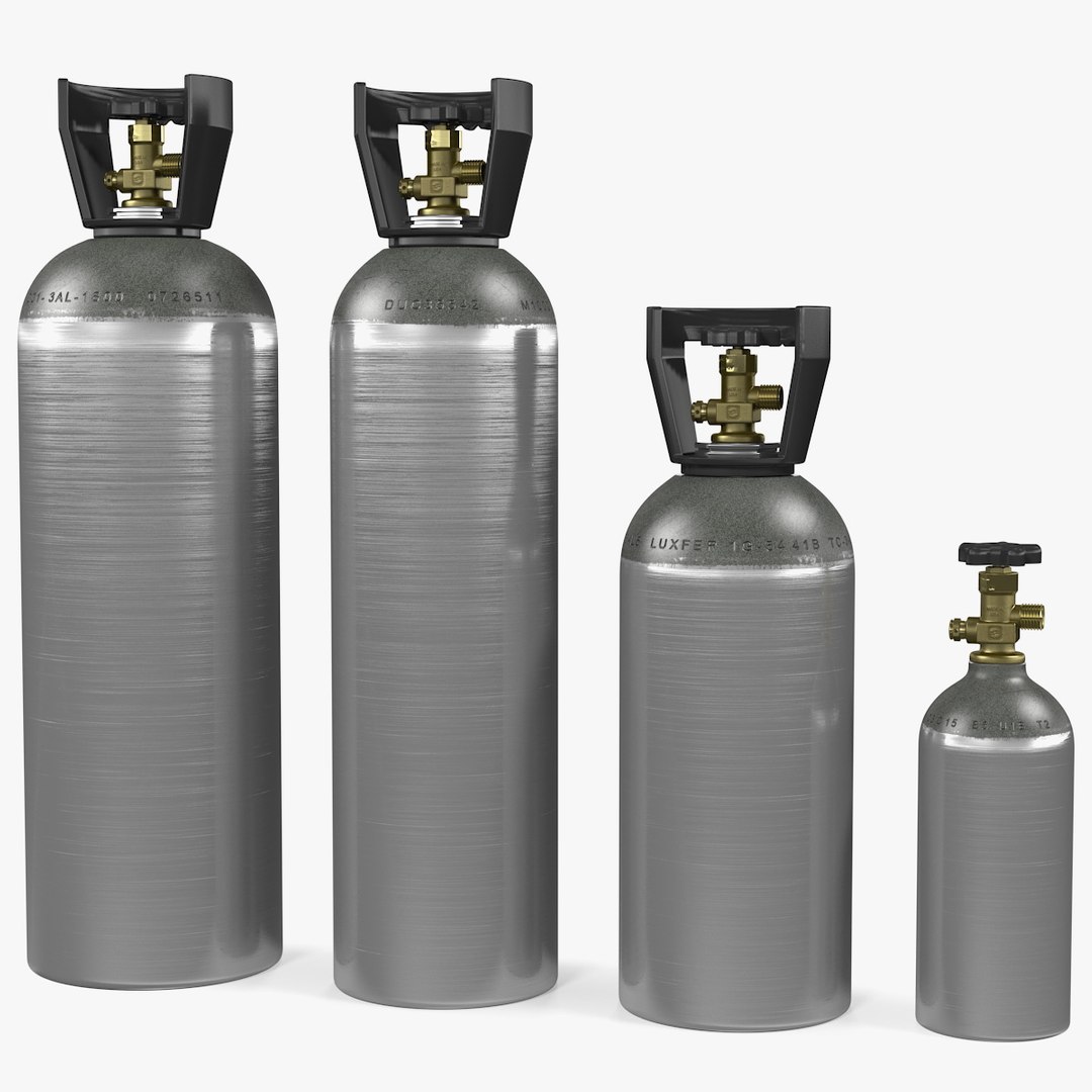 Aluminum Co2 Tank Set 3D model preview