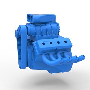 3D Diecast engine V8 for vintage dragster Version 4 Scale 1 to 25