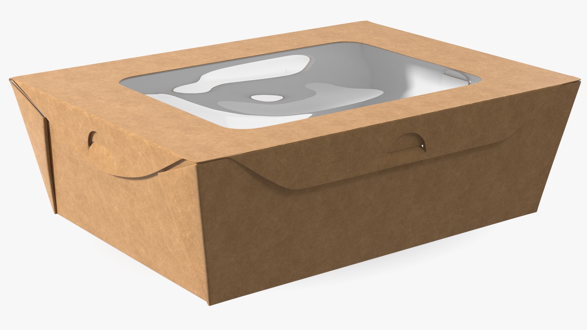 Small Kraft Salad Box with Clear Window 3D model preview