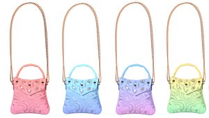 Lovely Heart Embellished Handbag 4 Pastel color 3D model